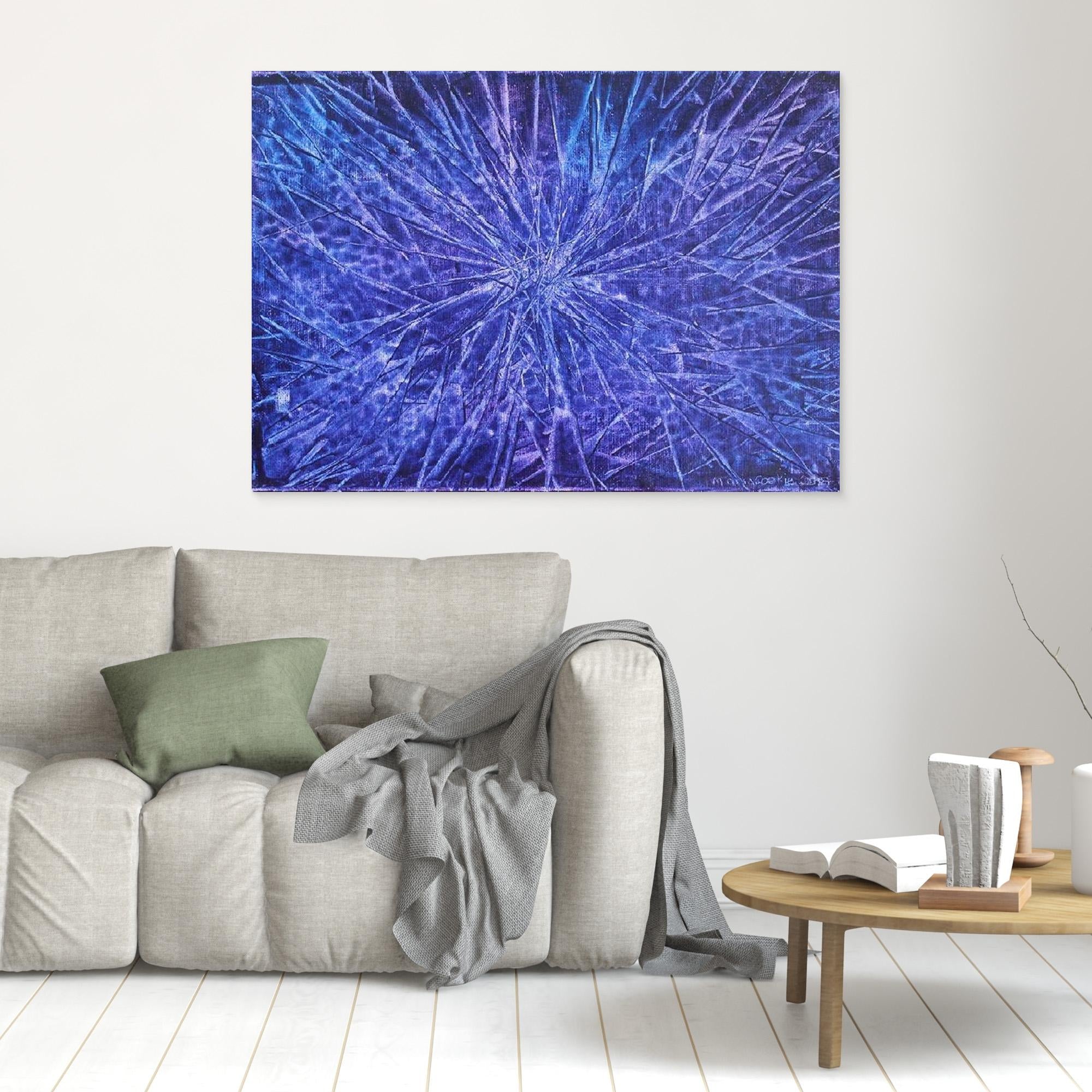 Nebula Blues Abstract Canvas Print, Matte/Satin Finish Wall Art By Maria Artygirl 