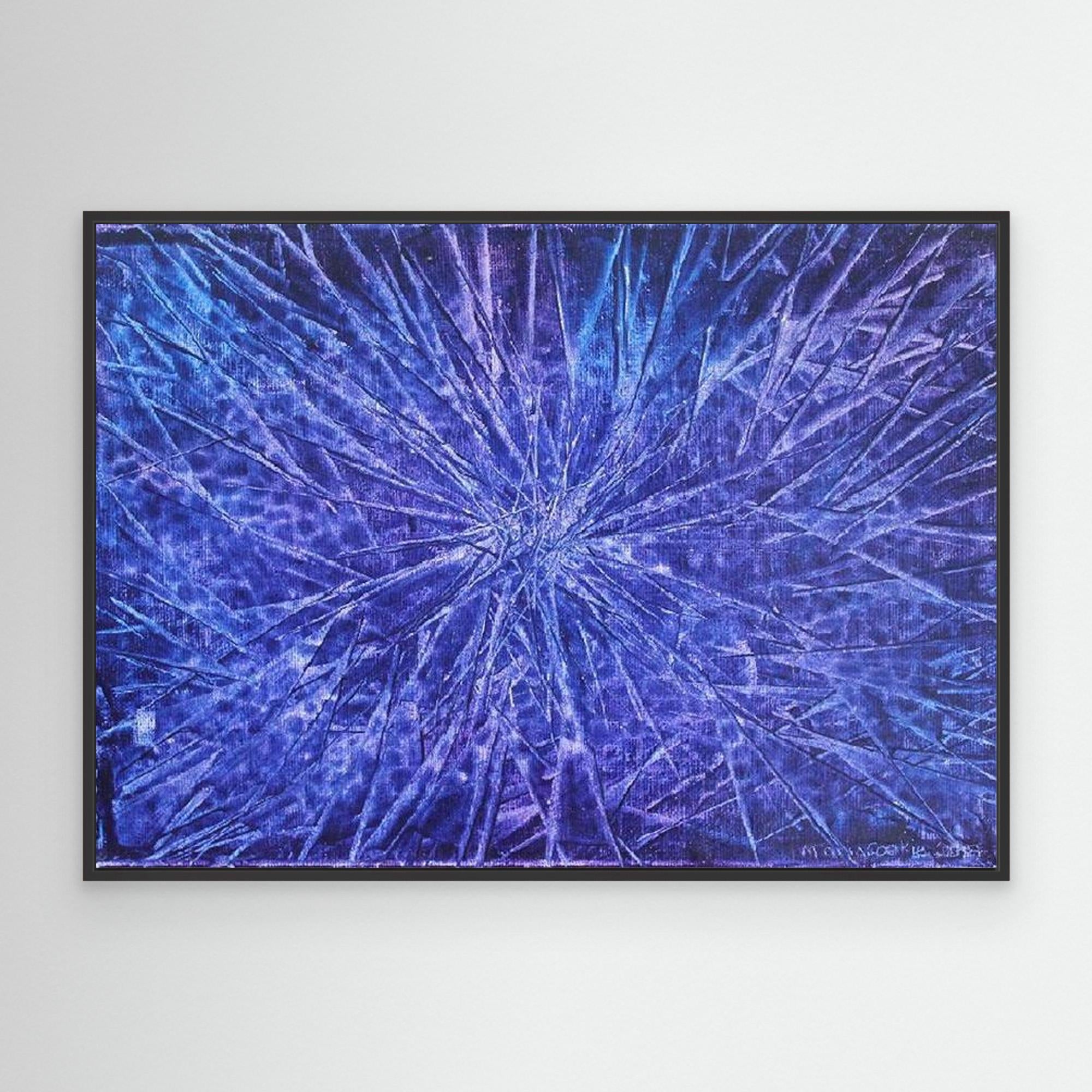 Nebula Blues Abstract Canvas Print, Matte/Satin Finish Wall Art By Maria Artygirl 